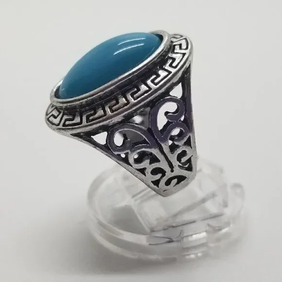 Silver Blue Stone Ring  - Picture 2 of 5
